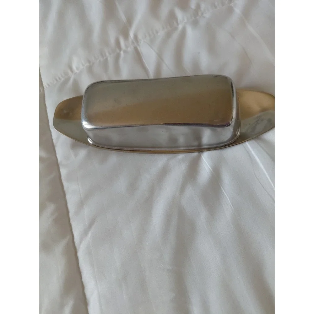 Vintage 1960's Stainless Steel Butter Dish German MCM Stamped NICE
